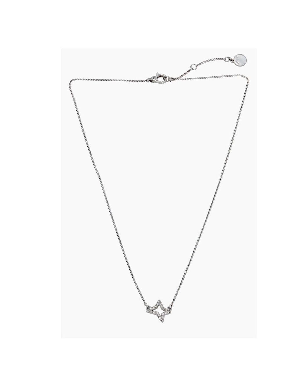 All Saints Crystal Star Charm Silver Necklace New